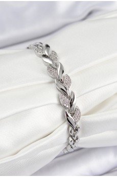 Pirinç Zirkon Taşlı Balık Kuyruğu Model Gümüş Renk Kadın Bileklik