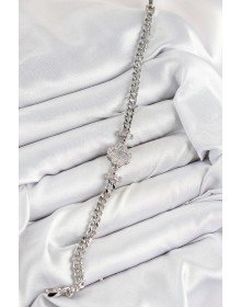 Pirinç Zirkon Taşlı Yonca Model Gümüş Renk Kadın Bileklik