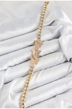 Pirinç Zirkon Taşlı Kelebek Model Gold Renk Kadın Bileklik Pirinç Zirkon Taşlı Kelebek Model Gold Renk Kadın Bileklik