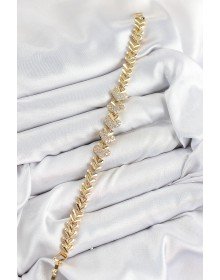 Pirinç Zirkon Taşlı Kalp Model Gold Renk Kadın Bileklik