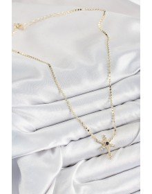 Pirinç Zirkon Taşlı Kutup Yıldızı Model Ezme Zincir Gold Renk Kadın Kolye