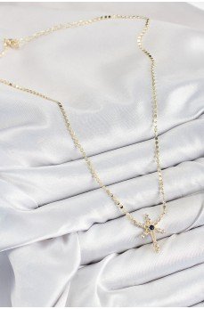 Pirinç Zirkon Taşlı Kutup Yıldızı Model Ezme Zincir Gold Renk Kadın Kolye