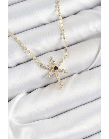 Pirinç Zirkon Taşlı Kutup Yıldızı Model Ezme Zincir Gold Renk Kadın Kolye