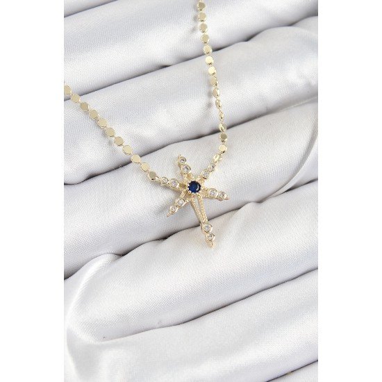 Pirinç Zirkon Taşlı Kutup Yıldızı Model Ezme Zincir Gold Renk Kadın Kolye