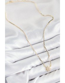 Pirinç Zirkon Taşlı Kutup Yıldızı Model Ezme Zincir Gold Renk Kadın Kolye