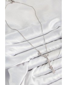 316L Çelik Zirkon Taşlı Çiçek Model Gümüş Renk Kadın Kolye