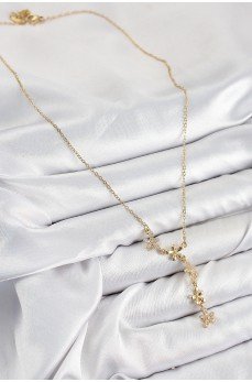 316L Çelik Zirkon Taşlı Çiçek Model Gold Renk Kadın Kolye