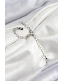 Pirinç Zirkon Taşlı Arı Model Ezme Zincir Gümüş Renk Kadın Bileklik