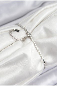 Pirinç Zirkon Taşlı Boncuk Model Ezme Zincir Gümüş Renk Kadın Bileklik