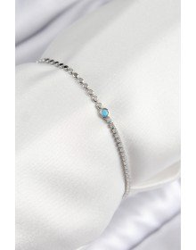 Pirinç Zirkon Taşlı Boncuk Model Ezme Zincir Gümüş Renk Kadın Bileklik