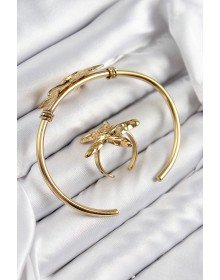 Pirinç Deniz Yıldızı Model Gold Renk Bileklik Yüzük Set