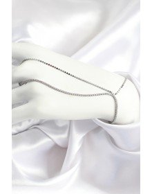 Pirinç Zirkon Taşlı Ezme Zincir Model Gümüş Renk Kadın Şahmeran