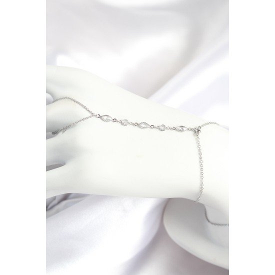 Pirinç Zirkon Taşlı Y Model Gümüş Renk Kadın Şahmeran