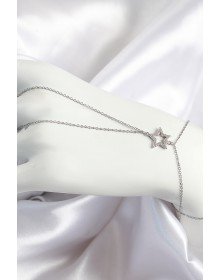 Pirinç Zirkon Taşlı Yıldız Model Gümüş Renk Kadın Şahmeran