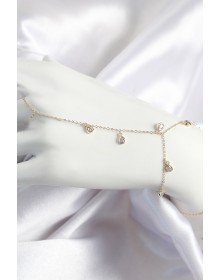 Pirinç Zirkon Taşlı Sallantılı Damla Model Gold Renk Kadın Şahmeran