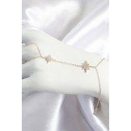 Pirinç Zirkon Taşlı Kutup Yıldızı Model Gold Renk Kadın Şahmeran