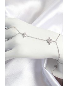 Pirinç Zirkon Taşlı Kutup Yıldızı Model Gümüş Renk Kadın Şahmeran