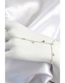 Pirinç Renkli Zirkon Taşlı Sallantılı Yıldızlı Model Gold Renk Kadın Şahmeran