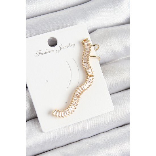 Pirinç Su Yolu Model Gold Renk Sağ Kıkırdak Küpe