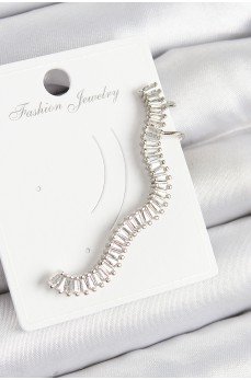 Pirinç Su Yolu Model Gümüş Renk Sağ Kıkırdak Küpe