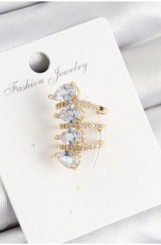 Pirinç Zirkon Taşlı Damla Model Gold Renk Sağ Kıkırdak Küpe