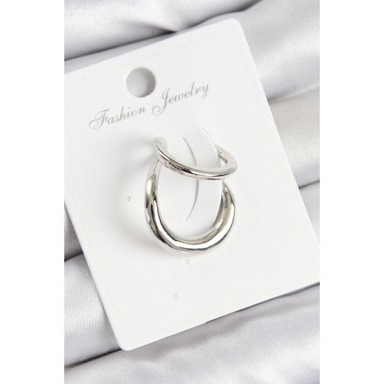 Pirinç Halka Model Gümüş Renk Sağ Kıkırdak Küpe