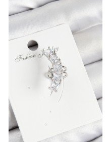 Pirinç Zirkon Taşlı Model Gümüş Renk Sağ Kıkırdak Küpe