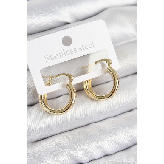 Pirinç Halka Model Gold Renk Kadın Küpe Pirinç Halka Model Gold Renk Kadın Küpe