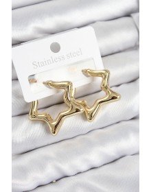 Pirinç Yıldız Model Gold Renk Kadın Küpe