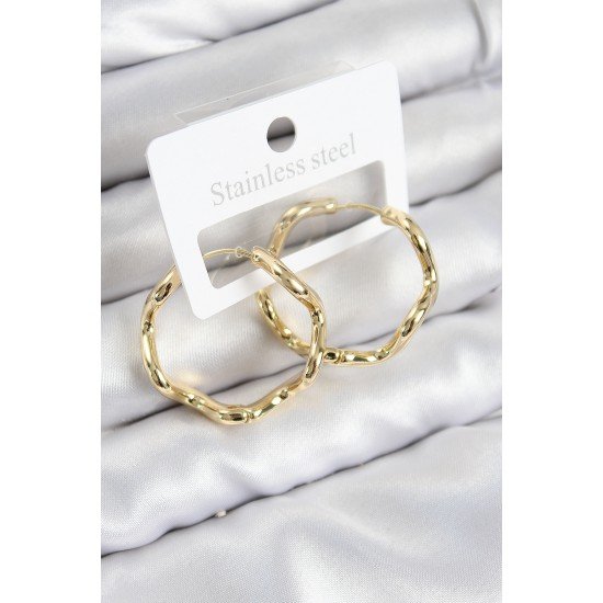 Pirinç Halka Model Gold Renk Kadın Küpe