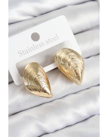 Pirinç İstiridye Model Gold Renk Kadın Küpe