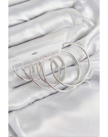 Pirinç Halka Model Gümüş Renk Kadın Set Küpe