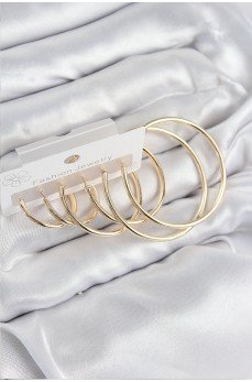 Pirinç Halka Model Gold Renk Kadın Set Küpe