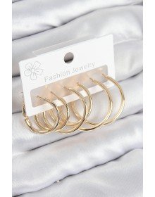 Pirinç Halka Model Gold Renk Kadın Set Küpe