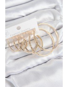 Pirinç Halka Model Gold Renk Kadın Set Küpe