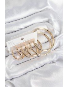 Pirinç Halka Model Gold Renk Kadın Set Küpe
