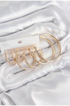 Pirinç Halka Model Gold Renk Kadın Set Küpe