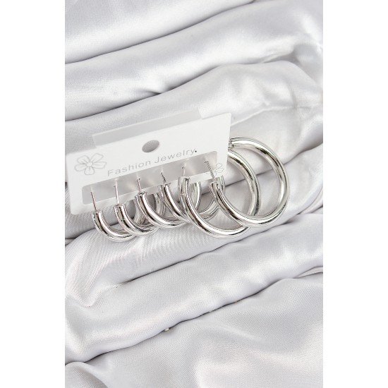 Pirinç Halka Model Gümüş Renk Kadın Set Küpe Pirinç Halka Model Gümüş Renk Kadın Set Küpe