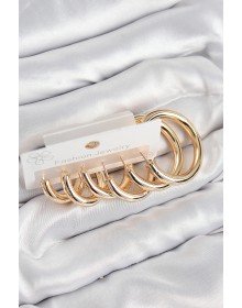 Pirinç Halka Model Gold Renk Kadın Set Küpe