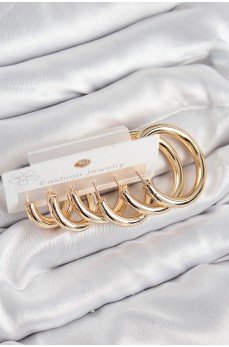 Pirinç Halka Model Gold Renk Kadın Set Küpe