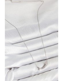 Pirinç Zirkon Taşlı Balık Kılçığı Model Gümüş Renk Kadın Kolye