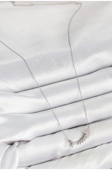 Pirinç Zirkon Taşlı Balık Kılçığı Model Gümüş Renk Kadın Kolye