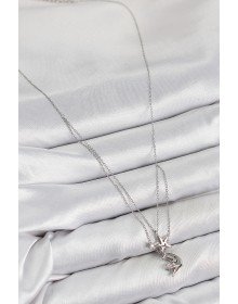 Pirinç Zirkon Taşlı Yıldız Ve Ay Model Gümüş Renk Kadın Kolye