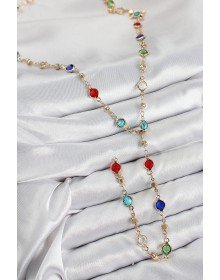 Pirinç Renkli Zirkon Taşlı Model Gold Renk Kadın Y Kolye