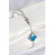 316L Çelik Sedefli Gökyüzü Mavisi Gümüş Renk Yonca Kadın Bileklik