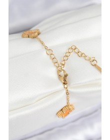 316L Çelik Sedefli Turuncu Gold Renk Yonca Kadın Bileklik