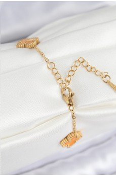 316L Çelik Sedefli Turuncu Gold Renk Yonca Kadın Bileklik