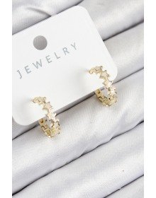 Pirinç Zirkon Taşlı Yıldız Model Gold Renk Kadın Küpe