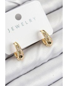 Pirinç Zirkon Taş Desenli Model Gold Renk Kadın Küpe