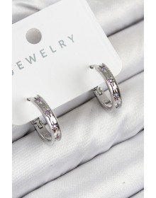 Pirinç Zirkon Taşlı Halka Model Gümüş Renk Kadın Küpe